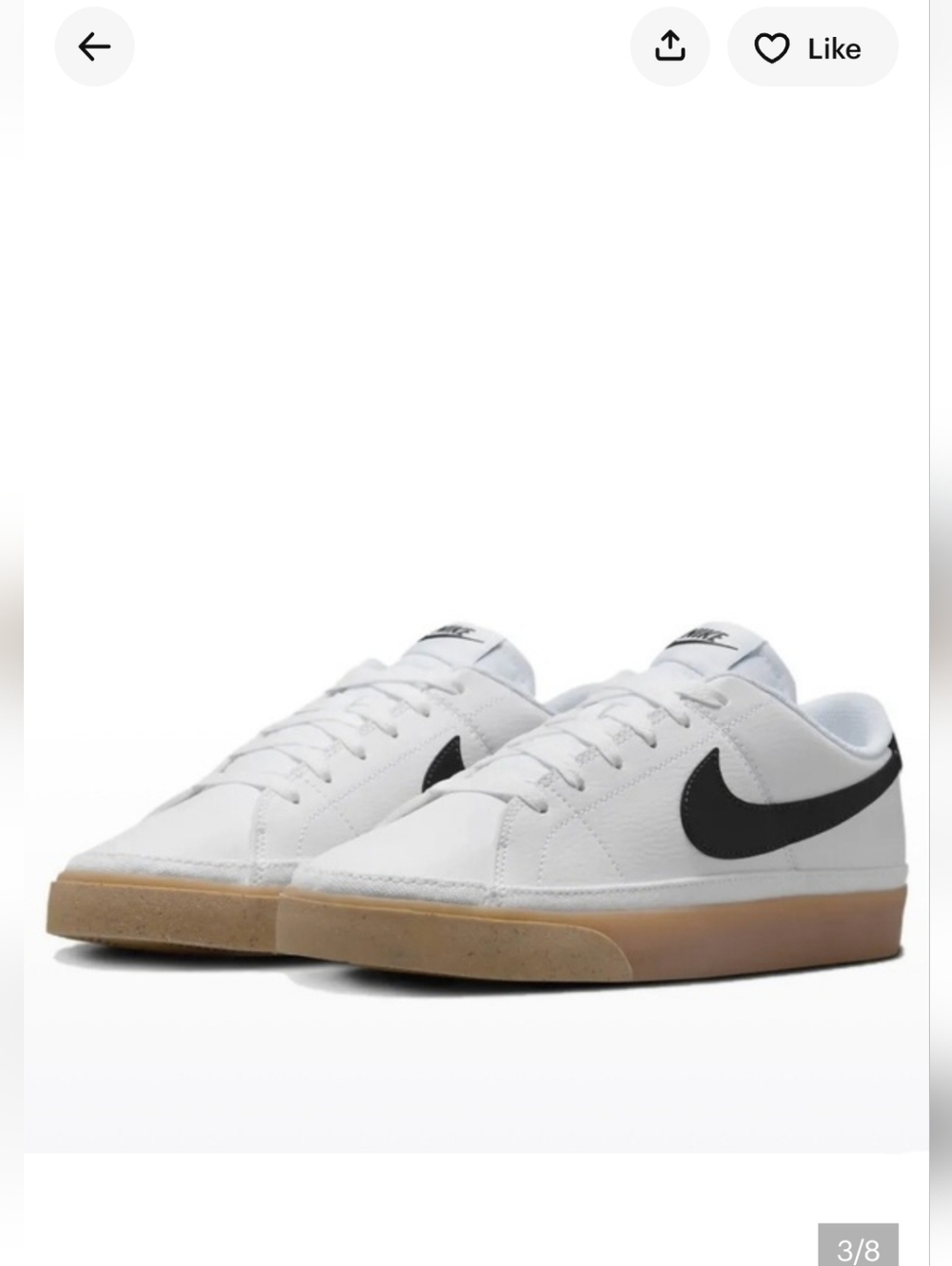 Nike Womens Court Legacy Nature White Sneakers Anthracite Gum 8.5M